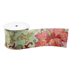 Vintage Art Nouveau Chinese Floral Chinoiserie Satin Ribbon