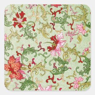 Vintage Art Nouveau Chinese Floral Chinoiserie Square Sticker