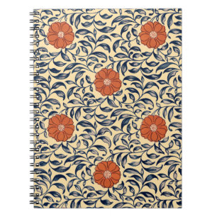 Vintage Art Nouveau Chinese Peony Floral Pattern Notebook