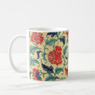 Vintage Art Nouveau Chinese Red Floral Chinoiserie Coffee Mug