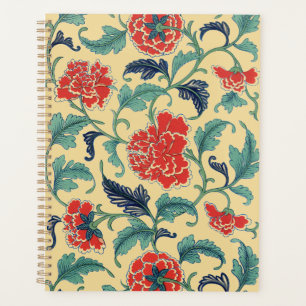 Vintage Art Nouveau Chinese Red Floral Chinoiserie Planner