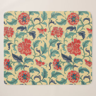 Vintage Art Nouveau Chinese Red Floral Chinoiserie Sherpa Blanket