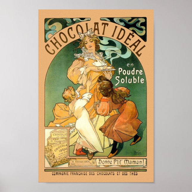 Vintage Art Nouveau Chocolate Ad by Alphonse Mucha Poster (Front)