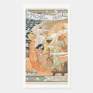 Vintage Art Nouveau Christmas Angels and Madonna Napkin