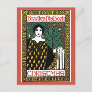 Vintage art Nouveau Christmas book cover Holiday Postcard
