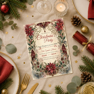 Vintage Art Nouveau Christmas Party Invitation