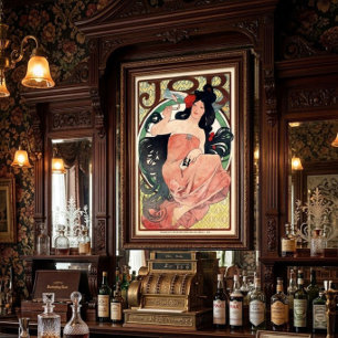 Vintage Art Nouveau Cigarette Ad by Mucha Poster