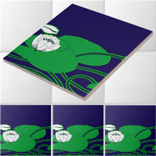 Vintage Art Nouveau Colour Lilies Frieze Pattern Ceramic Tile