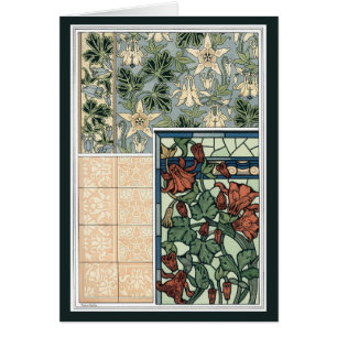 Vintage Art Nouveau, Columbine Aquilegia Flowers