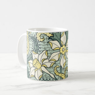 Vintage Art Nouveau Daffodil Narcissus Flowers Coffee Mug