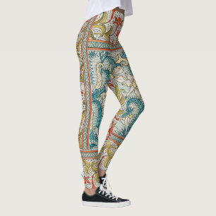 Vintage Art Nouveau Daffodil Pattern Verneuil Leggings