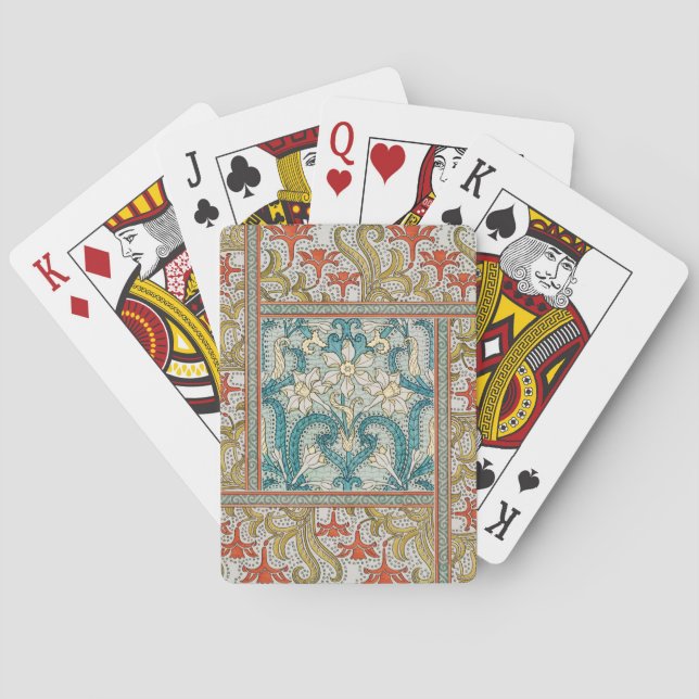 Vintage Art Nouveau Daffodil Pattern Verneuil Playing Cards (Back)
