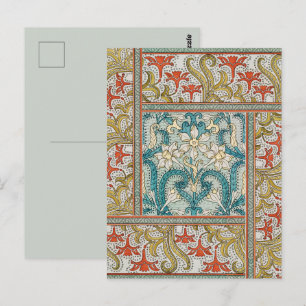 Vintage Art Nouveau Daffodil Pattern Verneuil Postcard