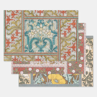 Vintage Art Nouveau Daffodil Pattern Verneuil Wrapping Paper Sheet