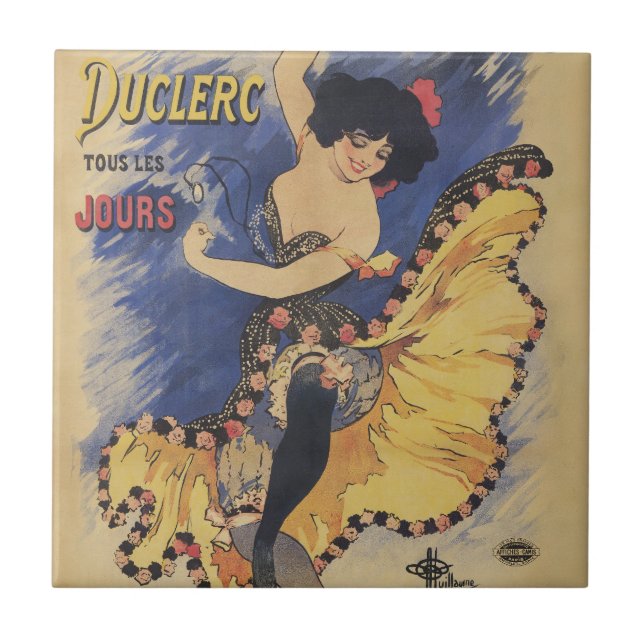 Vintage Art Nouveau Dancer French Poster Ceramic Tile (Front)