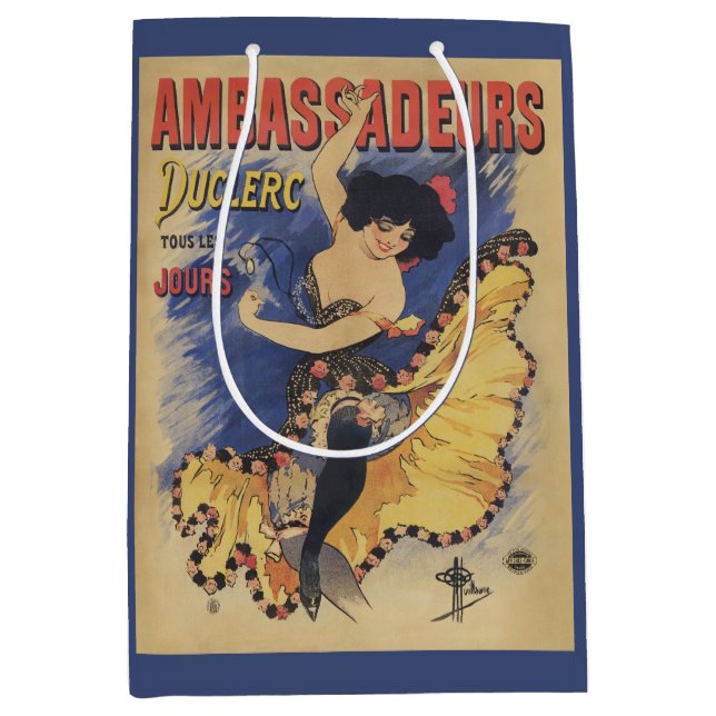 Vintage Art Nouveau Dancer French Poster Medium Gift Bag (Front)
