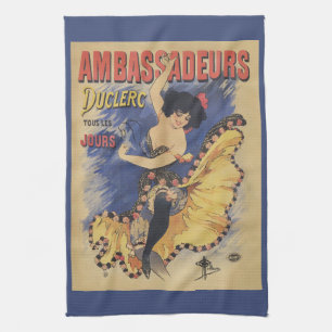 Vintage Art Nouveau Dancer French Poster Tea Towel