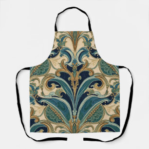 Vintage Art Nouveau Deco Majolica Floral Craftsman Apron