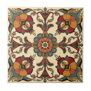 Vintage Art Nouveau Deco Majolica Floral Craftsman Ceramic Tile