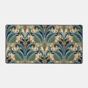 Vintage Art Nouveau Deco Majolica Floral Craftsman Desk Mat