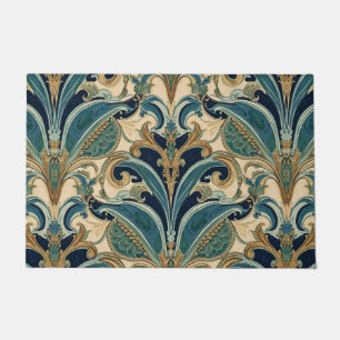 Vintage Art Nouveau Deco Majolica Floral Craftsman Doormat