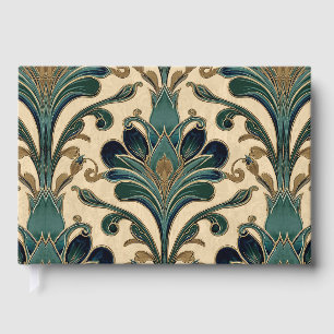 Vintage Art Nouveau Deco Majolica Floral Craftsman Guest Book