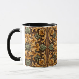 Vintage Art Nouveau Deco Majolica Floral Craftsman Mug
