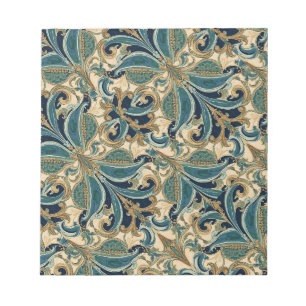 Vintage Art Nouveau Deco Majolica Floral Craftsman Notepad