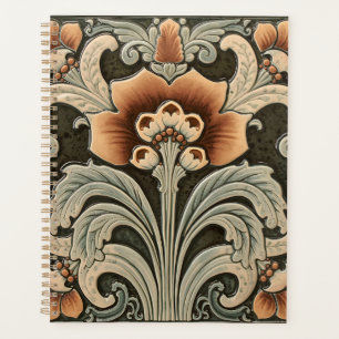 Vintage Art Nouveau Deco Majolica Floral Craftsman Planner