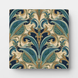 Vintage Art Nouveau Deco Majolica Floral Craftsman Plaque