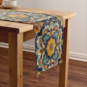 Vintage Art Nouveau Deco Majolica Floral Craftsman Short Table Runner