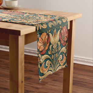 Vintage Art Nouveau Deco Majolica Floral Craftsman Short Table Runner