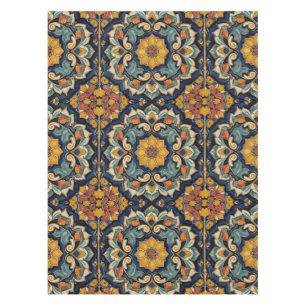 Vintage Art Nouveau Deco Majolica Floral Craftsman Tablecloth