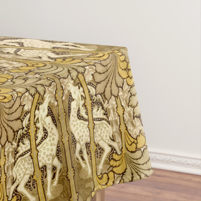 Vintage Art Nouveau Deer Pattern Tablecloth (In Situ)