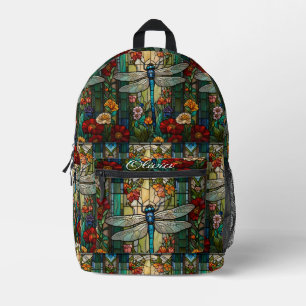 Vintage art nouveau dragonfly boho monogram printed backpack