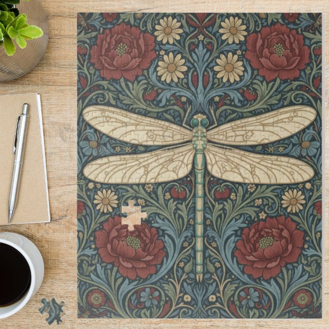 Vintage Art Nouveau Dragonfly Floral Jigsaw Puzzle (Creator Uploaded)