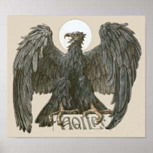 Vintage Art Nouveau Eagle, Birds of Prey Poster