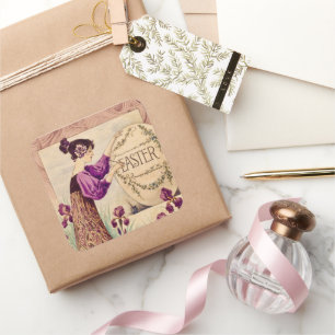 Vintage Art Nouveau Easter Poster – Belle Époque  Square Sticker