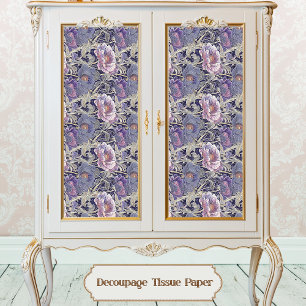 Vintage Art Nouveau Elegant Purple & Pink Floral Tissue Paper