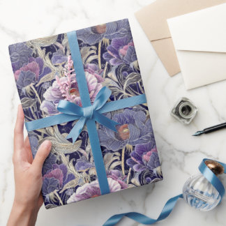 Vintage Art Nouveau Elegant Purple & Pink Floral  Wrapping Paper