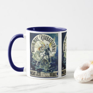 Vintage Art Nouveau Fairies, Bicycle Pierrot Moon Mug