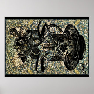 Vintage Art Nouveau Filled Teacup Poster