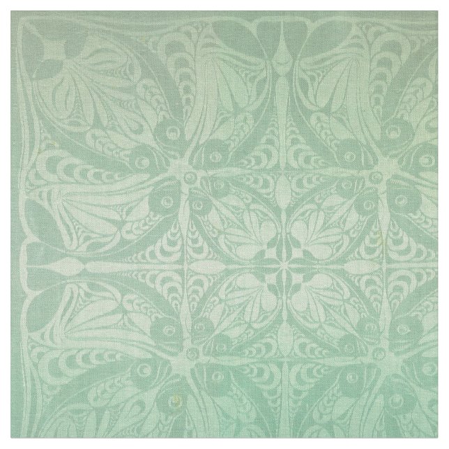 Vintage Art Nouveau Fish Pattern Fabric (Close Up)