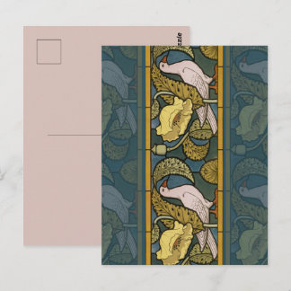 Vintage Art Nouveau Fish Pigeon Pattern Verneuil Postcard