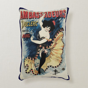 Vintage Art Nouveau Flamenco Dancer, Ambassadeurs Decorative Cushion