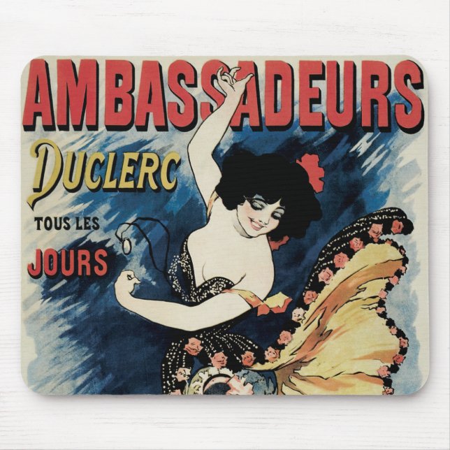 Vintage Art Nouveau Flamenco Dancer, Ambassadeurs Mouse Pad (Front)