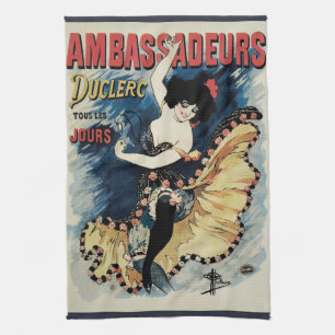 Vintage Art Nouveau Flamenco Dancer, Ambassadeurs Tea Towel