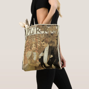 Vintage Art Nouveau Flirt Biscuits, Alphonse Mucha Tote Bag