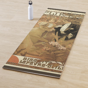 Vintage Art Nouveau Flirt Biscuits, Alphonse Mucha Yoga Mat