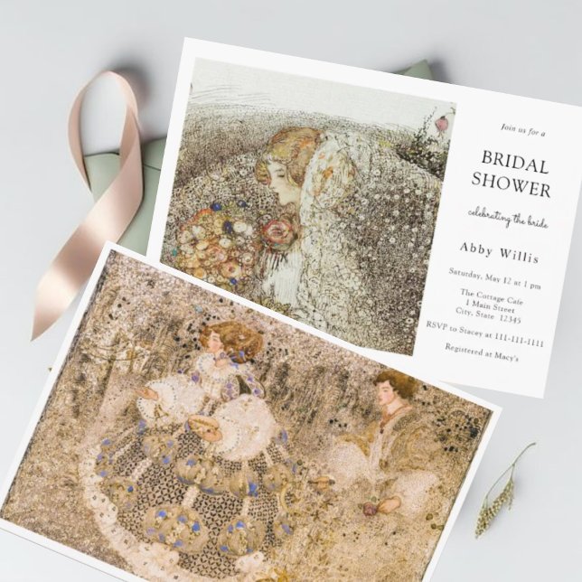 Vintage Art Nouveau Floral Bridal Shower Invitation (Creator Uploaded)